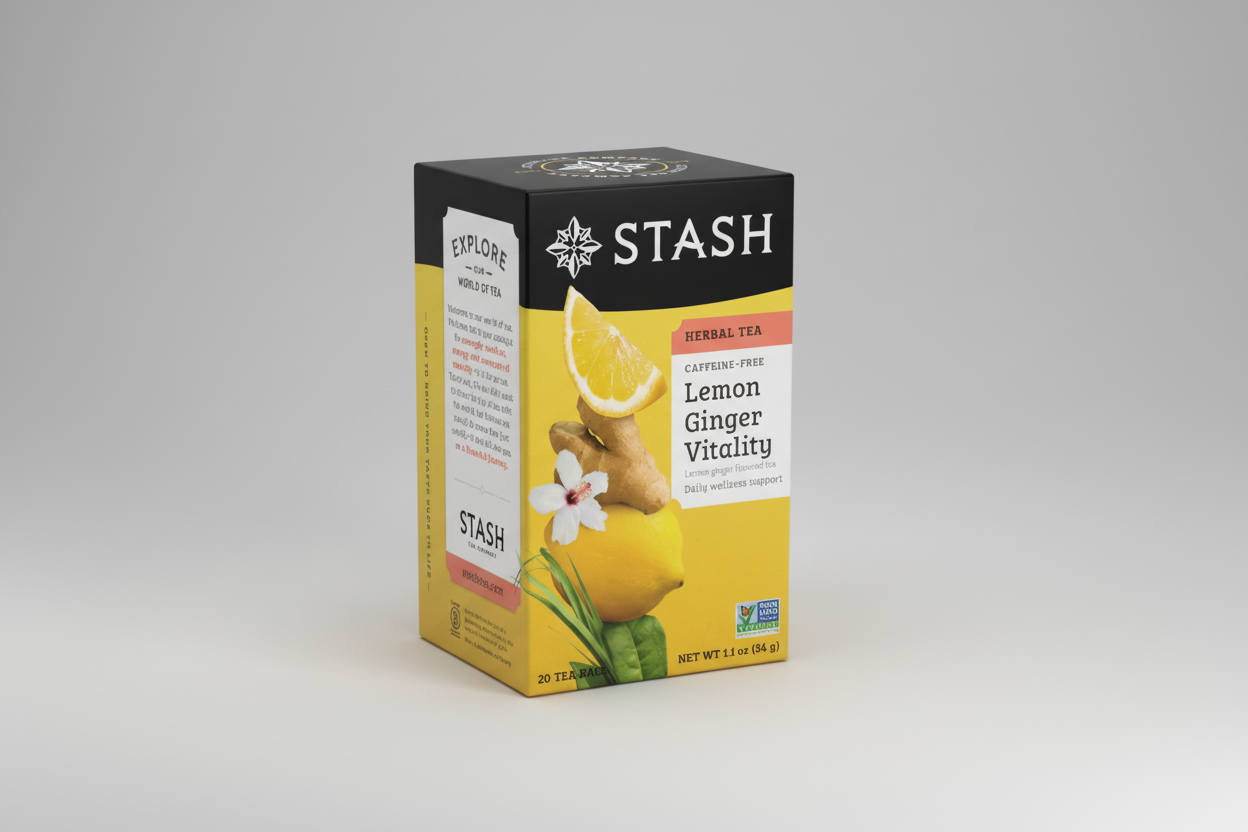 Stash Tea, Lemon Ginger Herbal Tea, 20 Ct