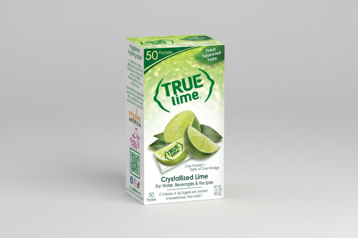 True Lime Crystallized Water Enhancer Powder, 0 Calorie Lime Flavor, 1.41 oz., 50 Count Packets