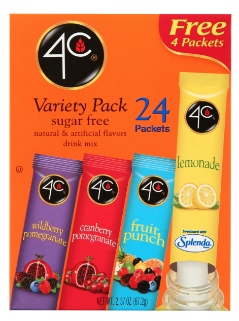 4C Totally Light 2Go Variety Pack Drink Mix, 24 Count, 2.3 Oz., 24 Count