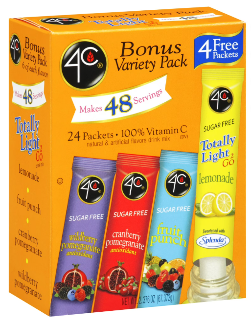 4C Totally Light 2Go Variety Pack Drink Mix, 24 Count, 2.3 Oz., 24 Count