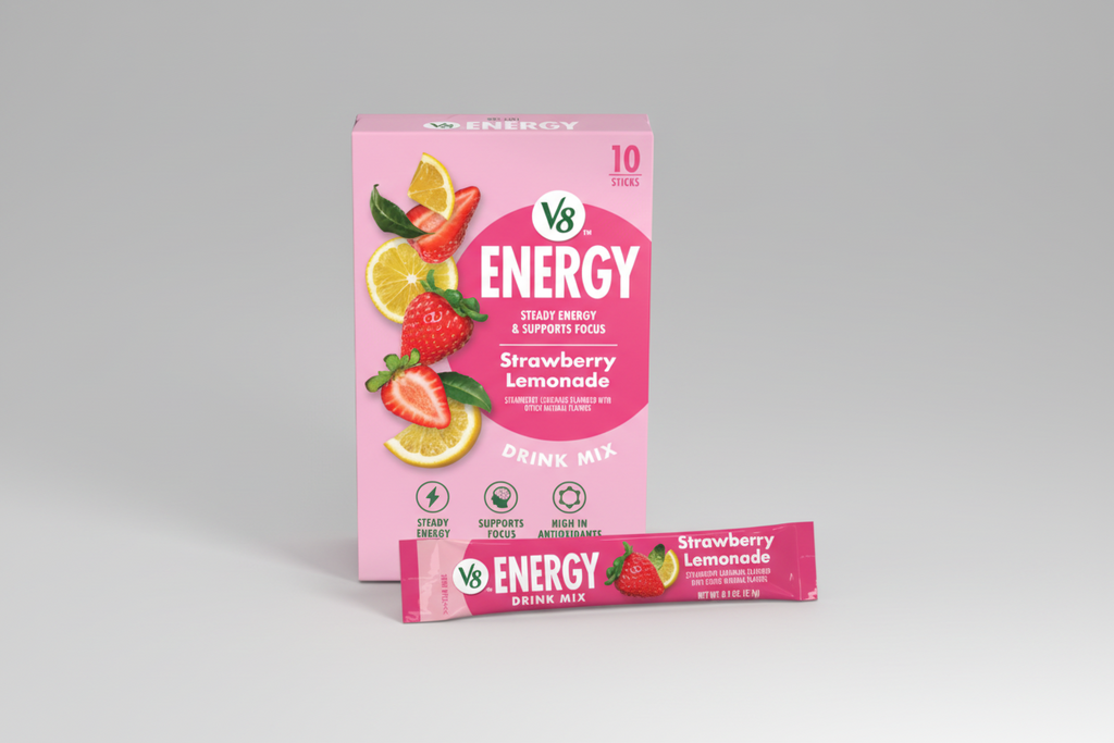V8 Energy Strawberry Lemonade Energy Drink Powder, .10 oz Packet (10 Count)